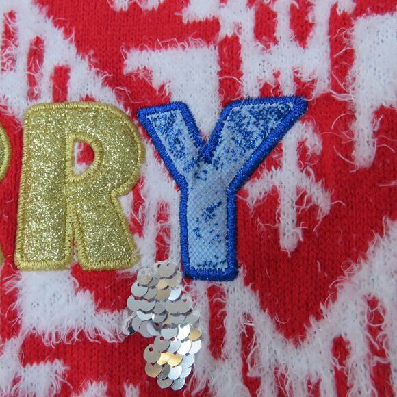 Holiday Time Red Merry Christmas Sweater Ugly Christmas Sweater Small - Picture 4 of 9
